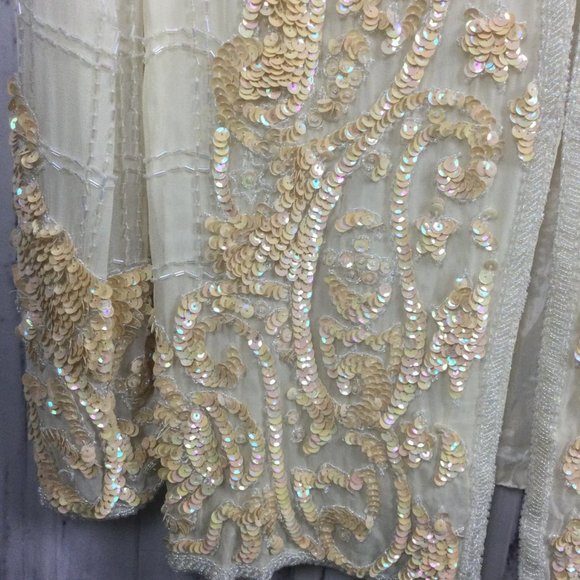 Vintage Swee Lo Silk Sequin Hand Beaded Jacket M - Picture 4 of 12